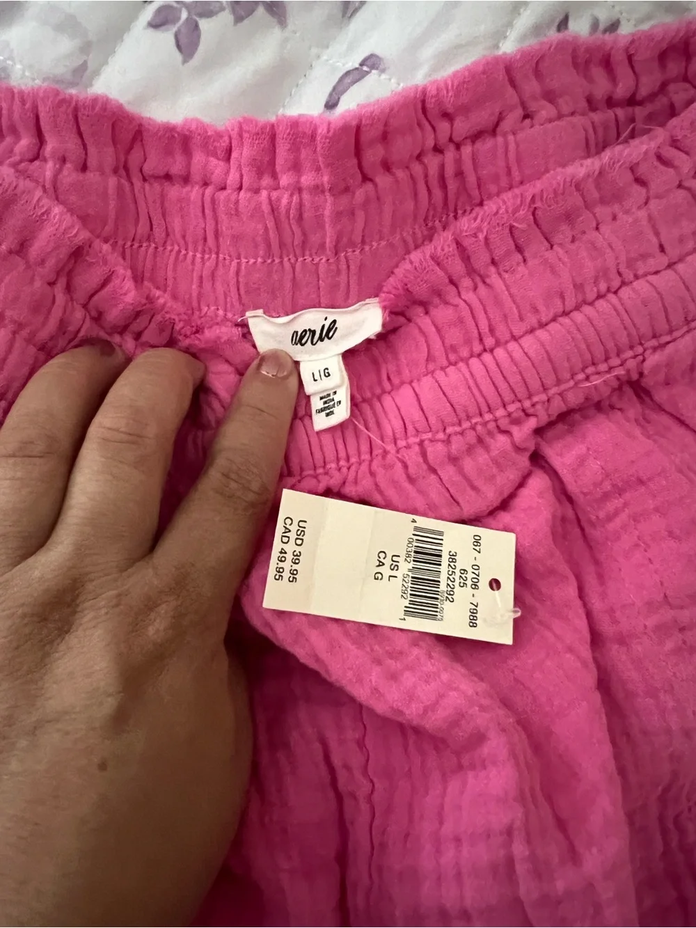 aerie Pink High-Waist Gauze Drawstring Shorts - Picture 4 of 6